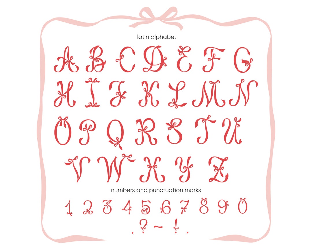 Ribbon Bow Alphabet Clipart: Latin Letters & Numbers (EPS, PNG) - Etsy