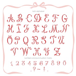 Ribbon and Bow Lateinische Buchstaben und Zahlen. Vektor Clip Art Großbuchstaben mit Schleifen für Monogramm. Sofortiger Download - EPS und separate PNG
