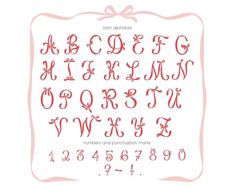 Bow Lettering Ribbon Bow Alphabet Clipart: Latin Letters & Numbers (EPS, PNG) - Etsy