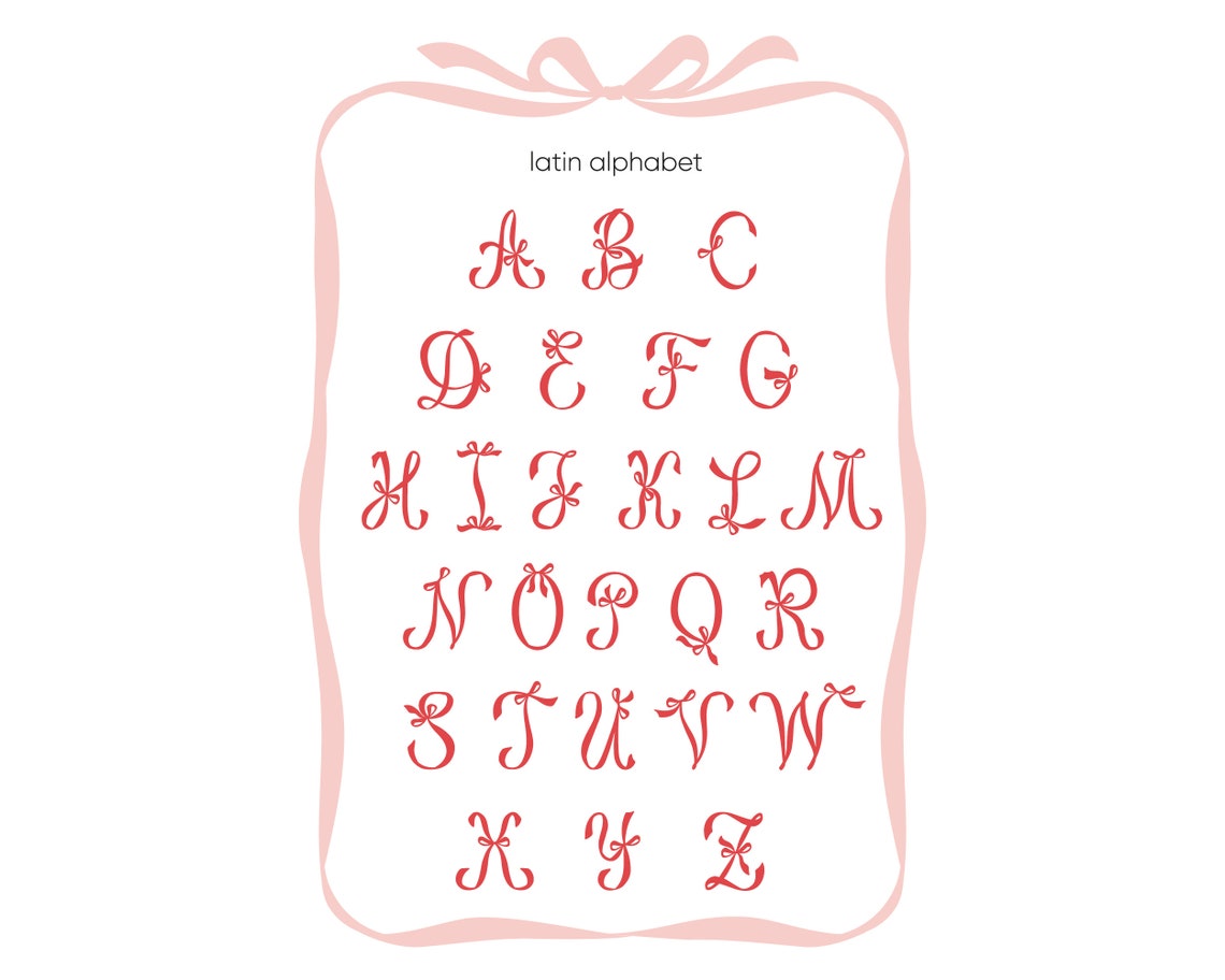 Ribbon Bow Alphabet Clipart: Latin Letters & Numbers (EPS, PNG) - Etsy