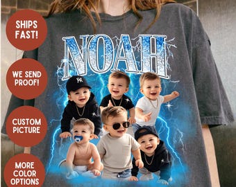 Comfort Colors® Custom Photo Shirt, Personalized Bootleg Baby Collage Shirt Custom Kids Photo Shirt, Family Gift Shirt, Trendy Vintage Style
