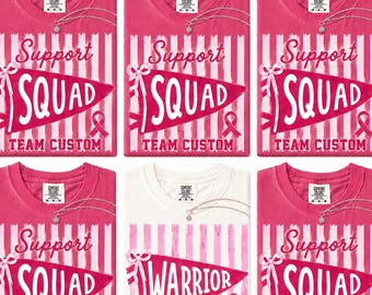 Breast Cancer Support Squad Shirt Comfort Colors, Personalized Team Cancer Shirts, Pink Ribbon Warrior Tee,Matching Family Cancer Walk Shirt