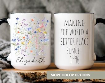 30th Birthday Mug Chapter 30 Floral Birth Month Custom 30th Birthday Gift for Women Turning 30 Year Old Birthday Present for Her 1996 Cup