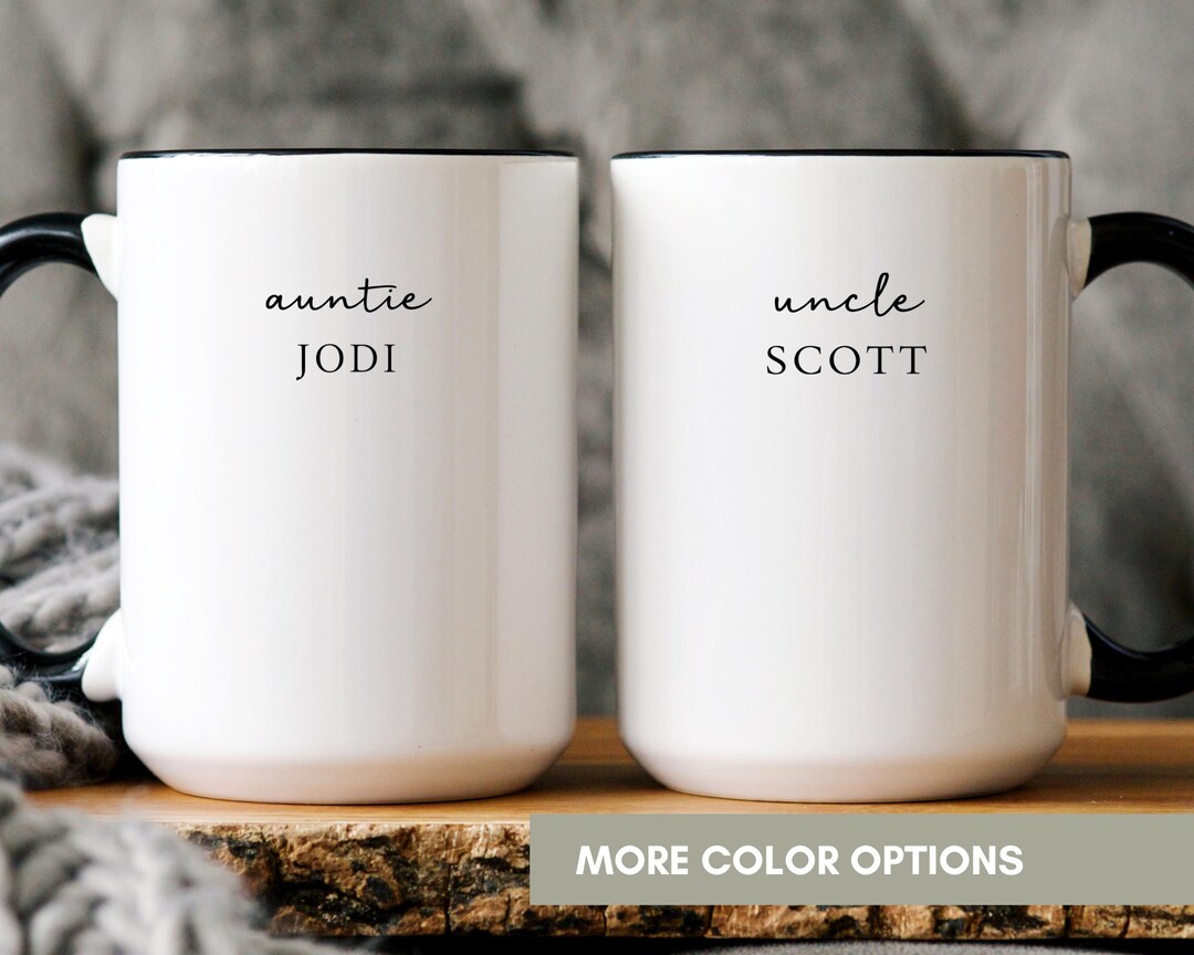 Personalized Aunt and Uncle Mug, Custom Name Coffee Cups, Pregnancy ...
