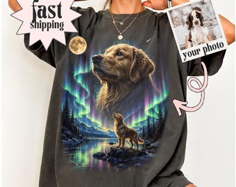 Comfort Colors® Custom Pet Photo Shirt, Personalized Pet Shirt, Customized Picture Dog Shirt, Dog Lover Gift, Dog Howling to The Moon Shirt