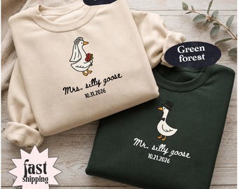 Mr And Mrs Silly Goose Sweatshirt, Newlywed Matching Couple Tee, Bride And Groom Funny Honeymoon sweater, Wedding Gift Anniversary