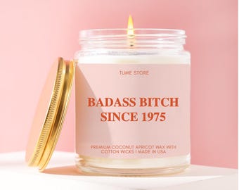 Funny 50th Birthday Gift, Badass Bitch Since 1975, Funny Birthday Candle, Sister Birthday Gift, 50 Birthday Gift For Friend, Gift For Her