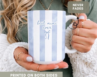 Custom grandparents Mug: Grandma Striped Coffee Cup, Grandma and Grandpa Coffee Cup, Custom Name mimi Mug, Baby Announcement Gift