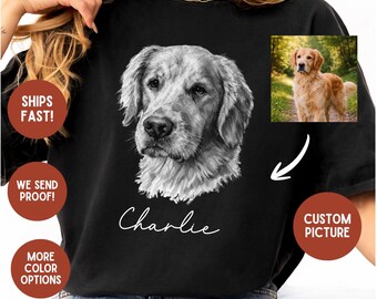 Camiseta personalizada para mascota con foto y nombre, suéter con retrato personalizado, camiseta con gráfico de perro y gato, camiseta con arte personalizado para mascotas, regalo para amantes de las mascotas