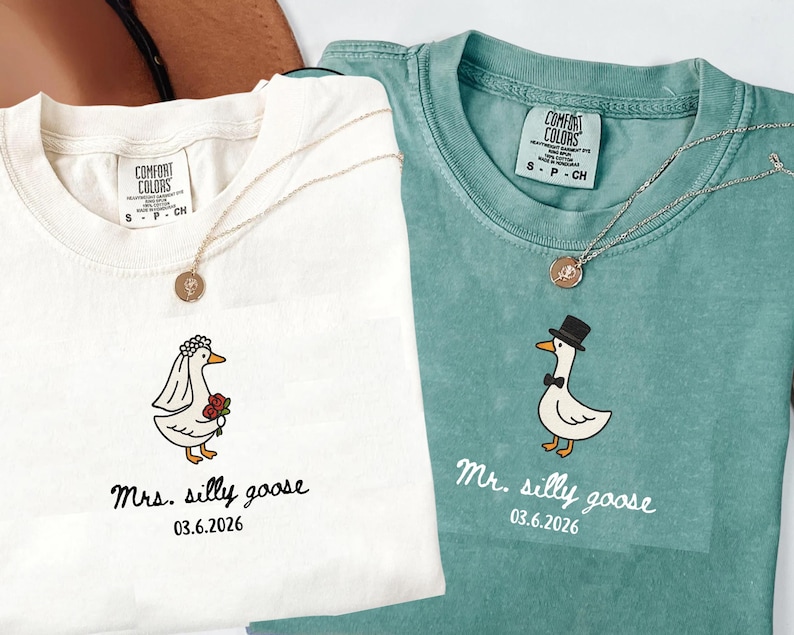 Comfort Colors® Mr And Mrs Silly Goose Shirt, Newlywed Matching Couple Tee, Bride And Groom Funny Honeymoon Shirt, Wedding Gift Anniversary 画像 15