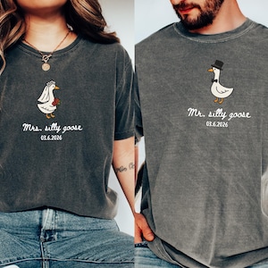 Comfort Colors® Mr And Mrs Silly Goose Shirt, Newlywed Matching Couple Tee, Bride And Groom Funny Honeymoon Shirt, Wedding Gift Anniversary 画像 5