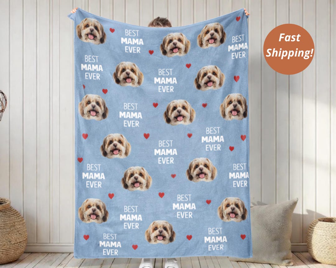 Custom Pet Photo Blanket With Name, Personalized Dog Cat Blanket, Pet ...