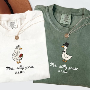 Comfort Colors® Mr And Mrs Silly Goose Shirt, Newlywed Matching Couple Tee, Bride And Groom Funny Honeymoon Shirt, Wedding Gift Anniversary 画像 2