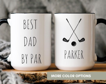 best dad by par Mug, Golfer Gift For Men Women Golf Gift For Dad Golfer Coffee Mug Cup Father Day Gift Personalized Golfing, Gift for Father