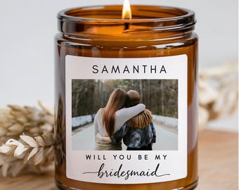 Photo Candle, Bridesmaid Proposal, Personalized Candle, Bridesmaid Gifts, Photo Gifts, Custom Photo Gift, Bridesmaid Candle