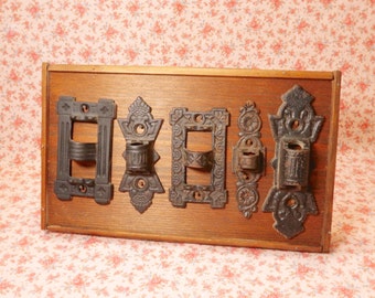 Authentic Vintage Cast Iron Oil/Kerosene Lamp Sconce Wall Plate Hinge | Fixtures | Brackets | Victorian | Unique | Ornate