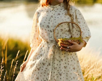 Boho Maxi Dress, Vintage Summer Dress, Cottagecore Floral Dress, Victorian Midi  Dress, Fantasy Cotton Dress - Etsy