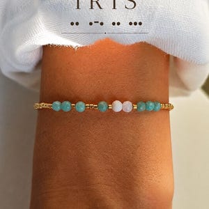 Pulsera personalizada con código Morse en cuentas naturales, nombre secreto, joyería personalizada con mensaje secreto, regalo para mujer, joyería fina minimalista.