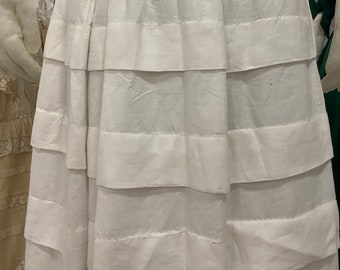 Antique Petticoat, 1900-1920, Europe. White cotton, polished linen. Very good quality. Pleasant to the touch. White-on-white embroidery