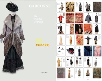 Livre photo sur l'histoire de la mode antique par Marina Ivanova. Tome 6. "Garconne". Pour une période de 1920 à 1930. Sur 93 pages.