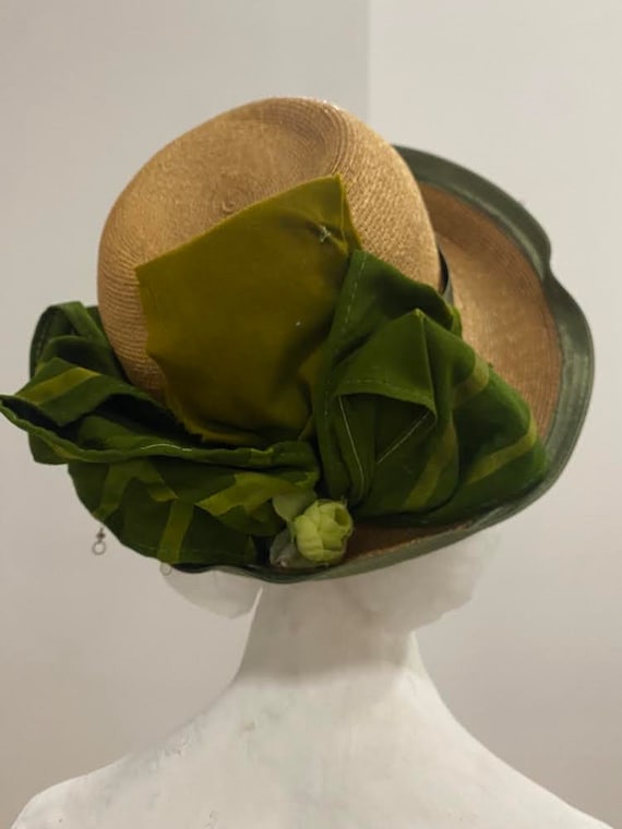 Antique hat circa 1940. Natural straw of rye colo… - image 7