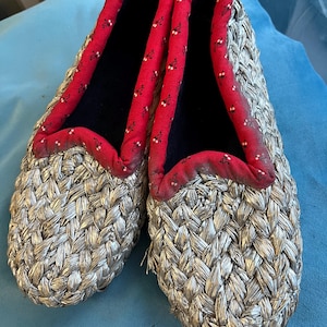 antique women&#39;s silver slippers 1900-1930. woven from straw, environmentally friendly for lovers of everything natural. size 38 or American