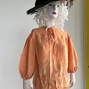 1930s Tie Neck Blouse - Antique Crepe