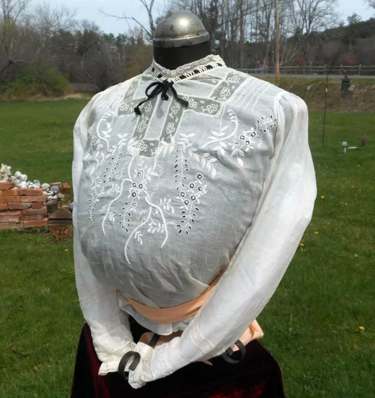 1900sフランスアンティーク カットワーク刺繍ケープガウンジャケットブラウス 1900sフランスアンティーク カットワーク刺繍ケープガウン