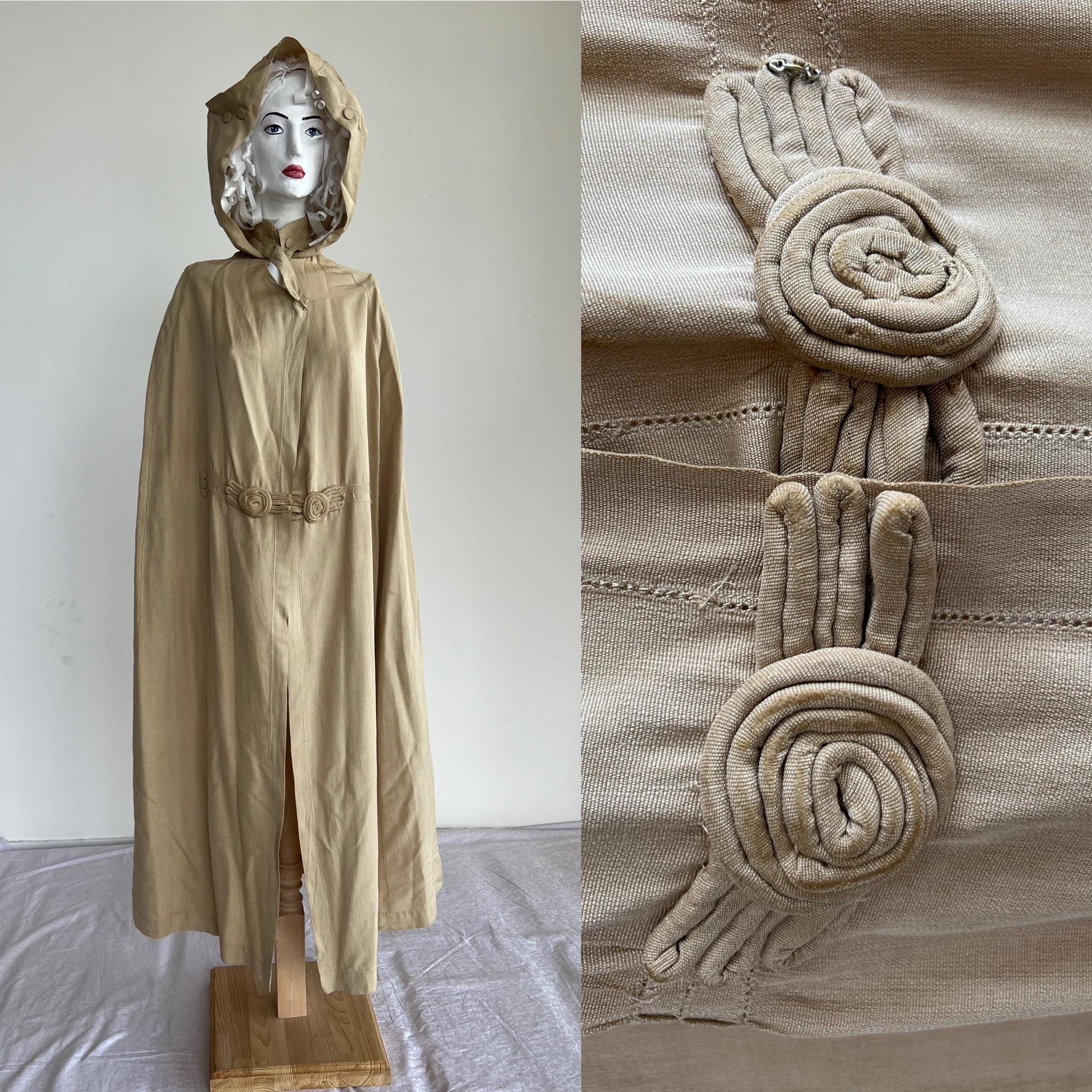 1910. France. Antique Cape. Fabric Natural Linen. Protection in  