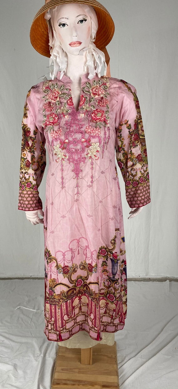 Vintage Long Sleeve Cotton Dress, 2000, India. Ro… - image 1