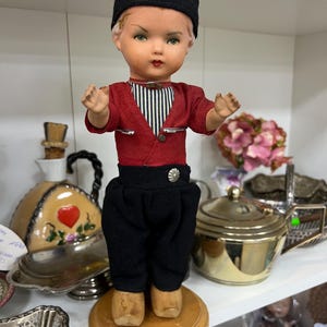 Doll &quot;Dutch Sailor&quot;, 1950. Composite doll. He has a beautiful sailor suit and a cap with an inscription. The sailor is funny.