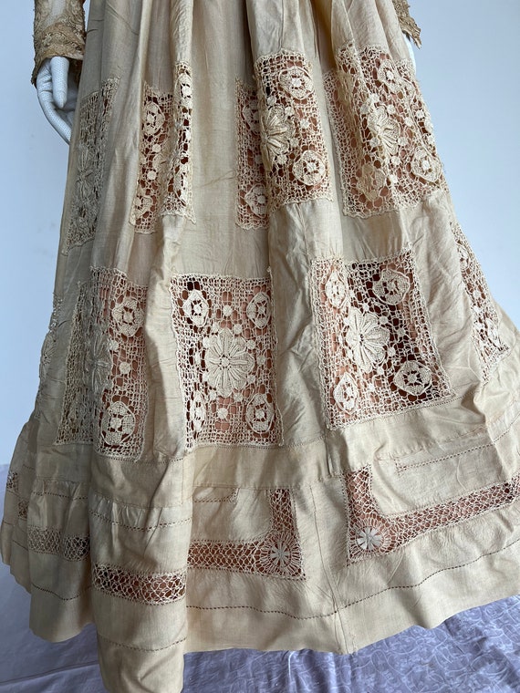 antique silk skirt 1890-1900 USA. natural silk cr… - image 2