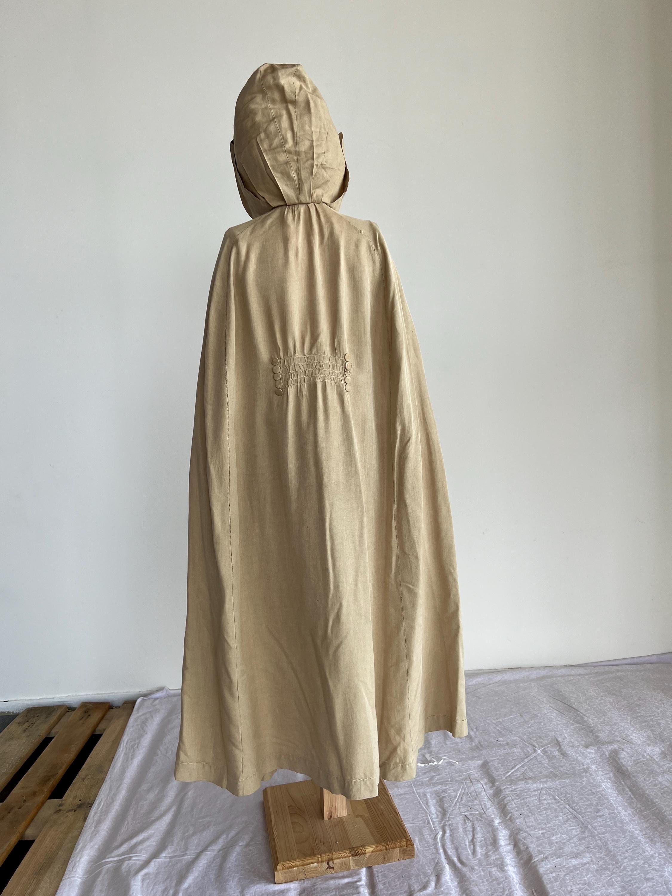 1910. France. Antique Cape. Fabric Natural Linen. Protection in  