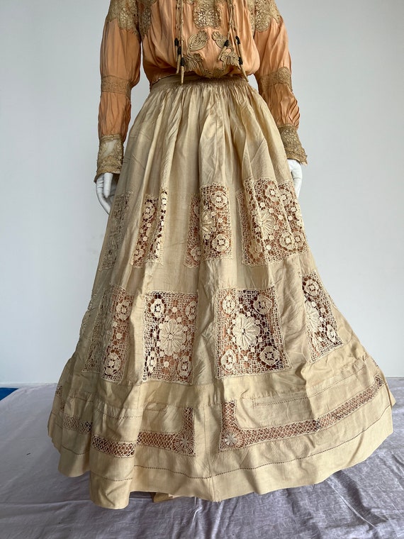 antique silk skirt 1890-1900 USA. natural silk cr… - image 3