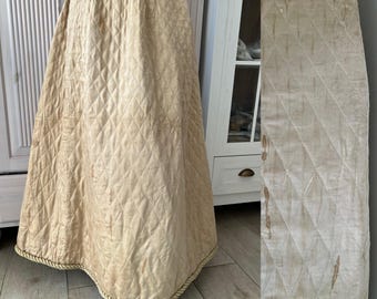 antique vintage skirt 1780-1880. Europe. quilted winter underskirt. The fabric is satin beige, there is a place for a tournament in the back