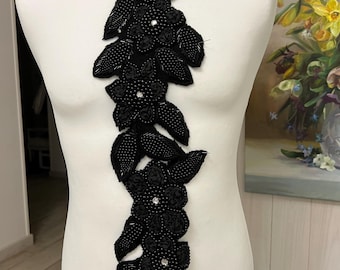vintage 1970. about a year. applique on a dress or blouse. 2 pieces for handicrafts or restoration. 2 strips with embroidered flowers and le
