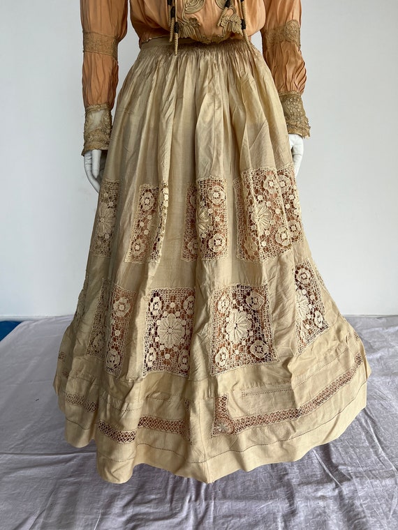 antique silk skirt 1890-1900 USA. natural silk cr… - image 1