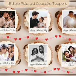 Topper per cupcake Polaroid commestibili di San Valentino, Galentines, carta da ostia, regalo per San Valentino, occasioni speciali, immagini personalizzate per torte