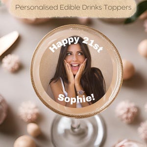 Topper personalizzati per cocktail e bevande, decorazioni in cialda per matrimoni, compleanni ed eventi, nome, foto e design personalizzabili!
