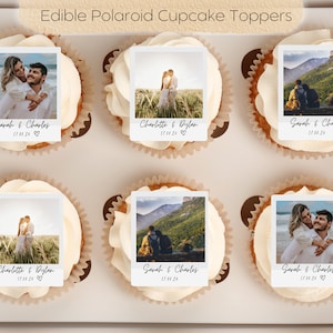 12 x Topper per cupcake polaroid commestibili, carta da ostia, cartoncino, foglio di glassa, feste, occasioni speciali, immagini personalizzate per torte, biscotti