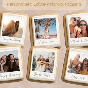 9 x toppers per biscotti polaroid commestibili, carta wafer, cartoncino, foglio di glassa, feste, occasioni speciali, immagini personalizzate per torte, biscotti