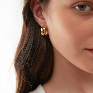 High Quality Huggie Earrings, 925 Sterling Sliver, 18K Gold Plated, Perfect Gift for Her
