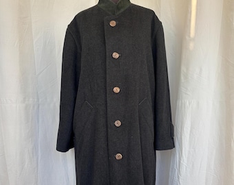 Płaszcz Steinbock Tyrol Vintage Loden | Trachtenjacke w kolorze antracytowo-szarym | Tradycyjna austriacka kurtka maxi ze stójką | Rozmiar D46