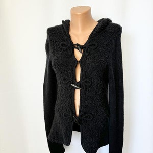 Escada Sport black hooded cardigan sweater knitted wool Y2K vintage
