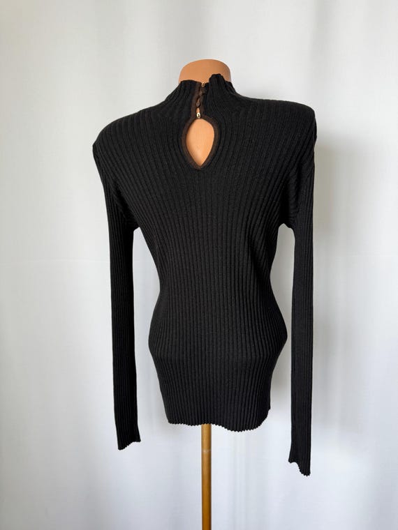 Brunello Cucinelli Vintage Cashmere Silk Turtleneck | Black Ribbed