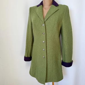 Green Wool Bavarian Unlined Fitted Coat Jacket, Green Felted Wool Light Green Austrian Tracht Classic Military Loden EUR 38