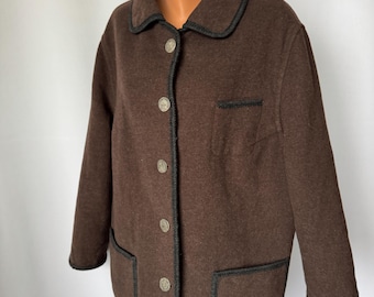 Austrian Vintage Wesenjak Tyrolean Trachten Boiled Wool Jacket Red
