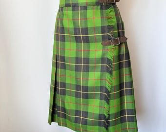 K&K Kaiserjäger Green Checked Wool Blend Kilt Skirt