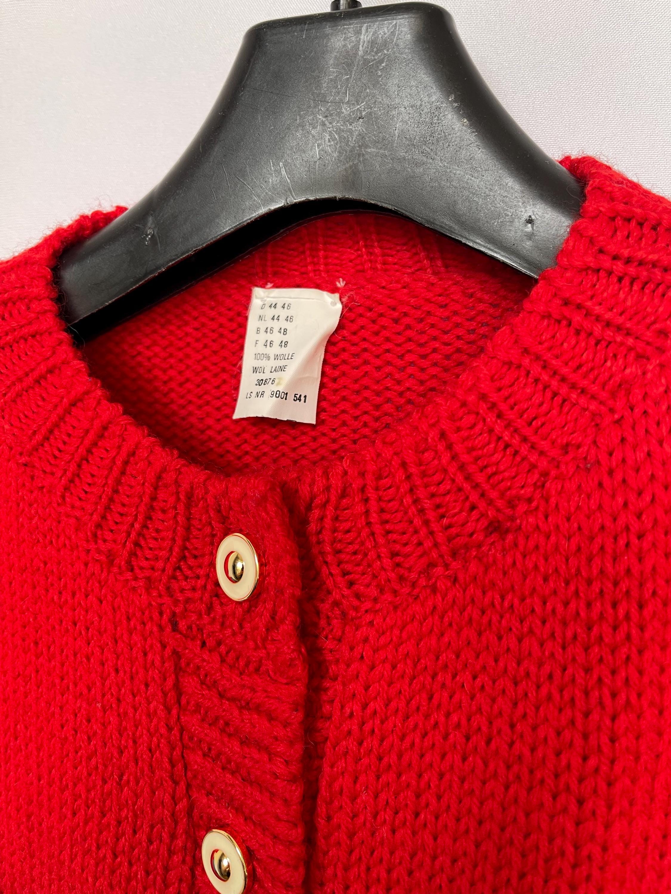 Vintage Sweater Cardigan Bavarian Landscape Style Naïve Houses