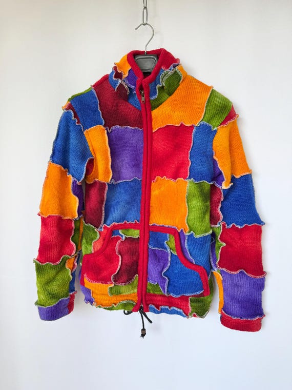 Batik Patchwork Wool Jacket | Multi-Color Bright … - image 7